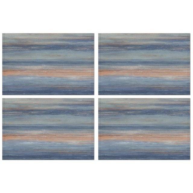 Blending Colors Linen Placemats - Washable Heat-Resistant Non-Slip Kitchen Dining Table Mats, Table Mats for Home, Restaurant, Wedding, Party (Set of 4, Blue with White)