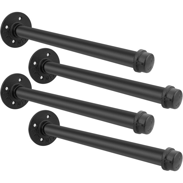 Acrux7 4Pack 12 Inch Wall Mount Clothing Rack Industrial Pipe Clothes Bar, Face Out Clothing Rod, DIY Shelving Brackets Hanging Custom Pipe Brackets for Retail Display
