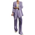 thumbnail image 1 of Timegard 2 Piece Suits Set for Women Button V Neck Open Front Jackets Business Office Wide Leg Pant Blazer Outfits, 1 of 6