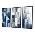 thumbnail image 3 of Designart "Retro Navy Blue Cubist Dreams II" Modern Geometric Framed Wall Art Set Of 3 - Blue Abstract Frame Canvas Set For Living Room Decor, 3 of 6