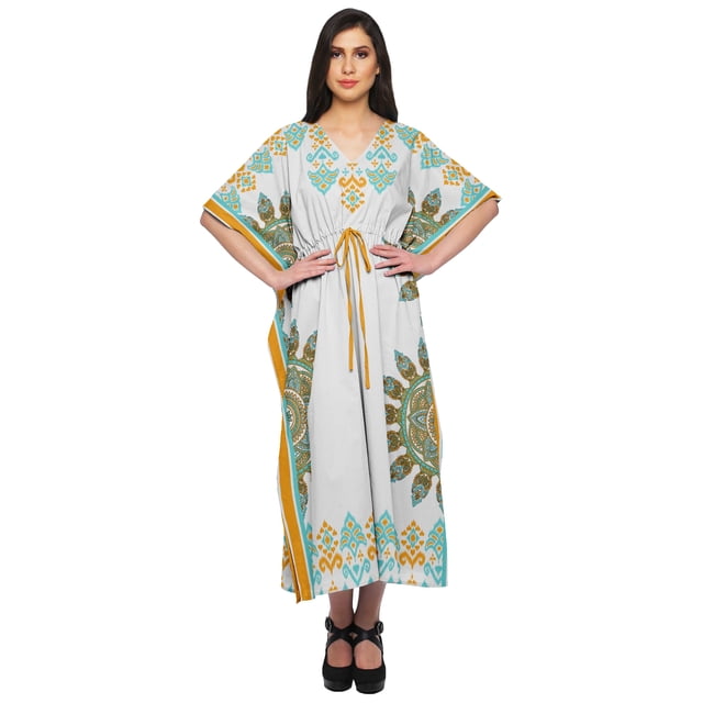 Moomaya Caftan pour Femmes Grande Taille Tenue d'Été Sortie de Plage Kimono Robe Caftan