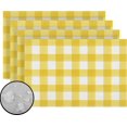 thumbnail image 1 of Set of 4 Linen Watercolor Yellow Buffalo Check Placemats - 12x18" Farmhouse Easter Spring Home Table Decor, 1 of 6