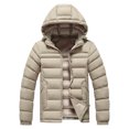 thumbnail image 1 of hoksml Men's Down Fill Winter Jacket Detachable Hooded Zip Up Coat with Zippered Pockets for Cold Weather, 1 of 5