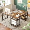 thumbnail image 2 of Bestier 95.5 inches L-Shaped Computer Desk Long Table for Home Office for Kids and Adults, Rustic, 2 of 8