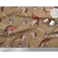 thumbnail image 2 of Soimoi Brown Viscose Chiffon Fabric Kangaroo & Giraffe Animal Fabric Prints By Yard 42 Inch Wide, 2 of 3