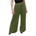 thumbnail image 1 of LSLJS Women's Spring and Solid Color Casual Stretch Waist Pocket Wide Leg Pants, 1 of 6