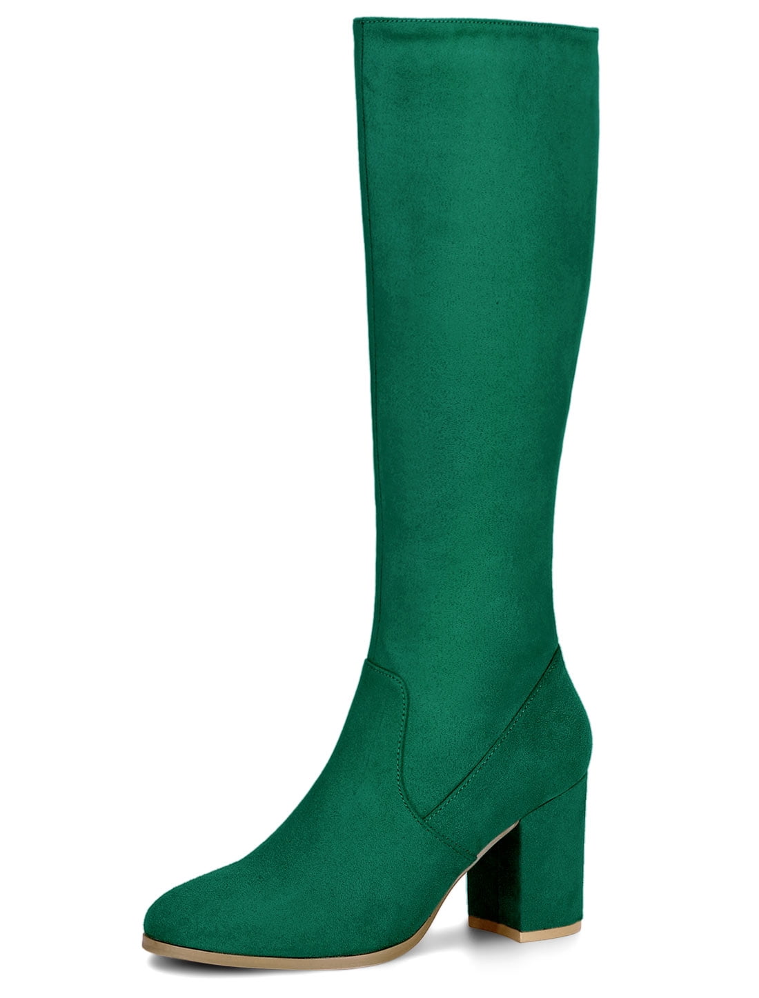 Unique Bargains Women's Round Toe Block Heel Knee High Boots