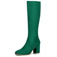 thumbnail image 1 of Unique Bargains Women's Round Toe Block Heel Knee High Boots, 1 of 5