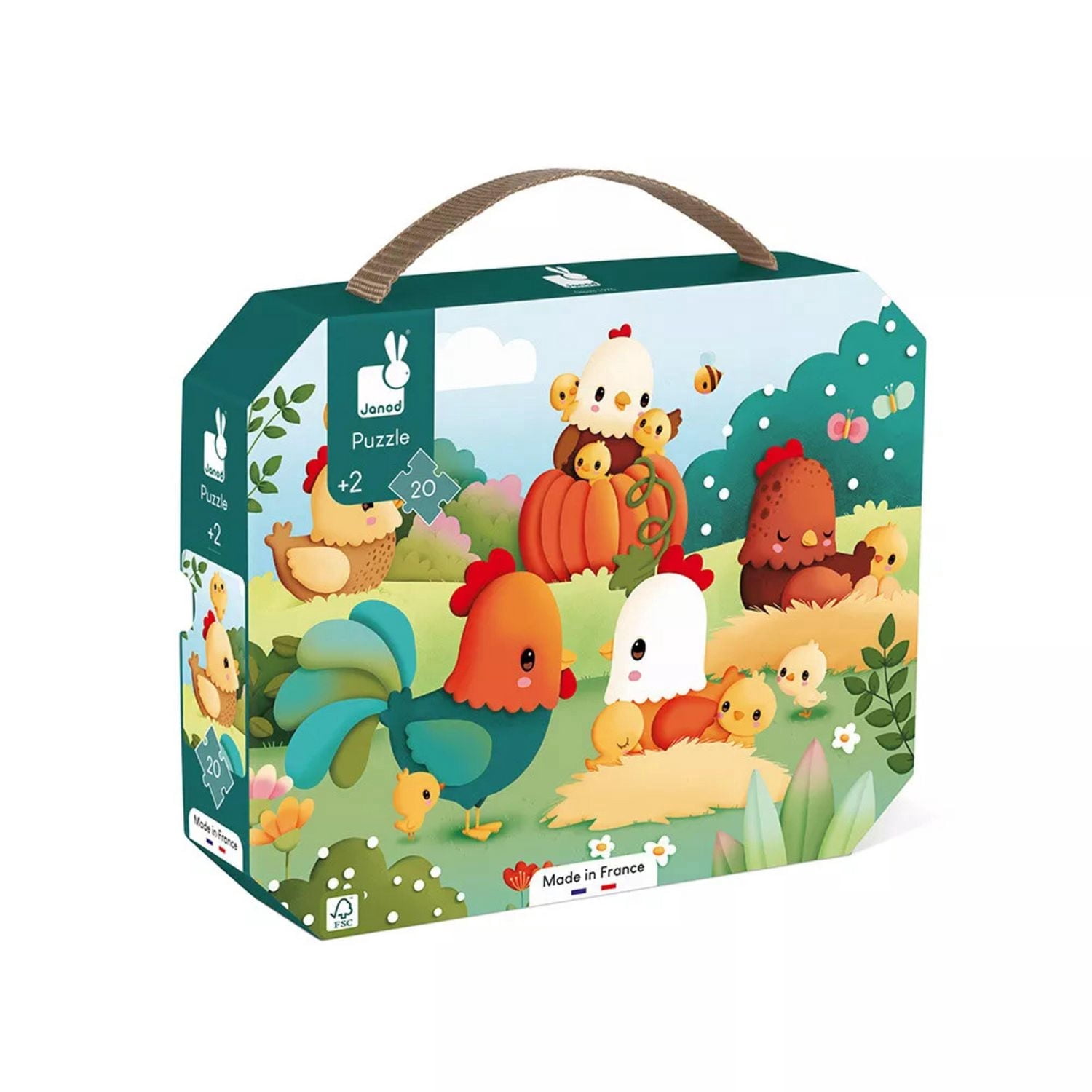 Janod - Puzzle - Welcome to the Farmyard - 20 Pieces - Size 50 x 40 cm - Early-Learning - Fine Motor Skills - For Children From 3 Years + - Multilingual - J03328