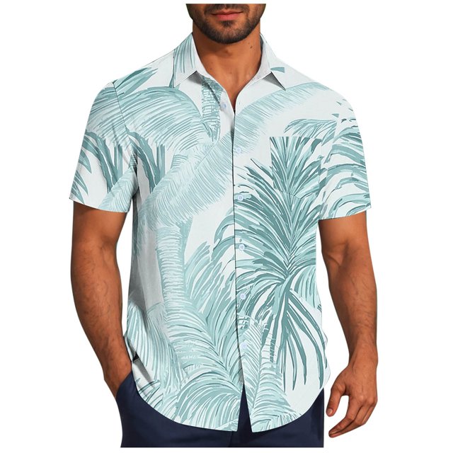 Pisexur T-shirts pour Hommes, Mode Décontractée Imprimée avec Poche, Boutons, Manches Courtes, Col Rabattu, Chemise de Golf Bleue, 5TG