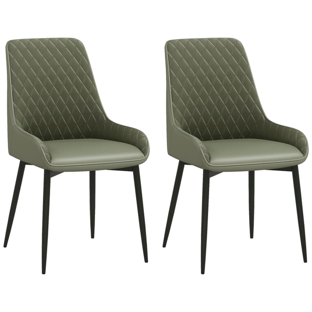 HOMCOM Dining Chairs Set of 2, PU Leather Kitchen Chairs with Metal Legs