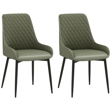 HOMCOM Dining Chairs Set of 2, PU Leather Kitchen Chairs with Metal Legs