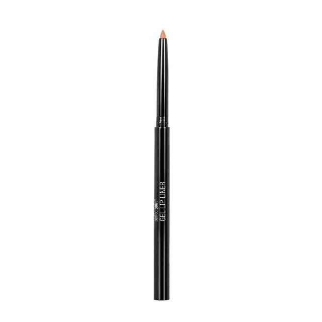 wet n wild Perfect Pout Gel Lip Liner, a slim black retractable pencil with a nude beige gel tip, designed for smooth, long-lasting lip colour and precise definition, ideal for use alone or under lipstick.