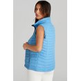thumbnail image 2 of I AM A FASHION JUNKY Sky Blue Plush Collared Quilted Zipped Puffer Vest (SkyBlue, S, 100%Polyester), 2 of 8