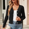 thumbnail image 4 of SNKSDGM My Items Womens Long Sleeve Cropped Lightweight Cardigan Button Down Sweaters V Neck Made in Canada, 4 of 7