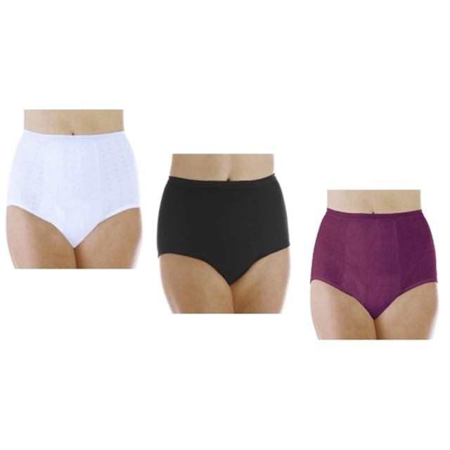 3-Pack Women's Maximum Absorbency Reusable Bladder Control Panties White, Black, Plum 4X (Fits Hip: 52-55)