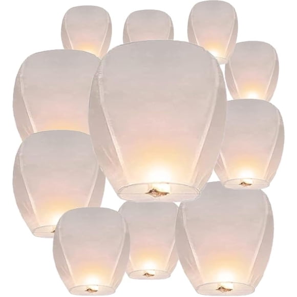 White-11 Pack Lanternes Chinoises à Lancer au Paradis, Lanternes Volantes Multicolores Lanterne en Papier Lanternes Suspendues en Papier Lanterne de Vœux Commémoratif pour Célébrations de la Famille. (G Need )