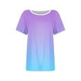 thumbnail image 4 of Haut à Manches Courtes pour Femme, Blouse Décontractée à Imprimé Dégradé avec Détail Patchwork, T-Shirt à Col Rond pour le Quotidien, 4 of 5