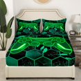 thumbnail image 3 of Erosebridal Game Player King Sheet Sets, Green Gamepad Bedding King Size, Checkered Abstract Decor, 3 of 7