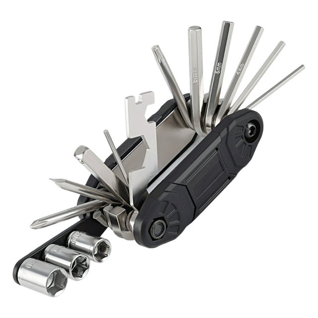 Bike Wrench Tool 16-In-1 Multifunction High Strength Folding Professional Cycling Mountain Bike Screwdriver Tire Repair Tool Cycl