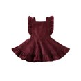 thumbnail image 1 of Kmbangi Girls Solid Color Suspender Skirt Sleeveless Square Collar Large Hem High Waist Dress with Ruffles, 1 of 9
