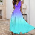 thumbnail image 2 of B91xZ Robe d'Invité de Mariage Décontractée Sans Manches Robe d'Été Col Rond Taille Haute Fluide Maxi Robes à Volants, Violet L, 2 of 5