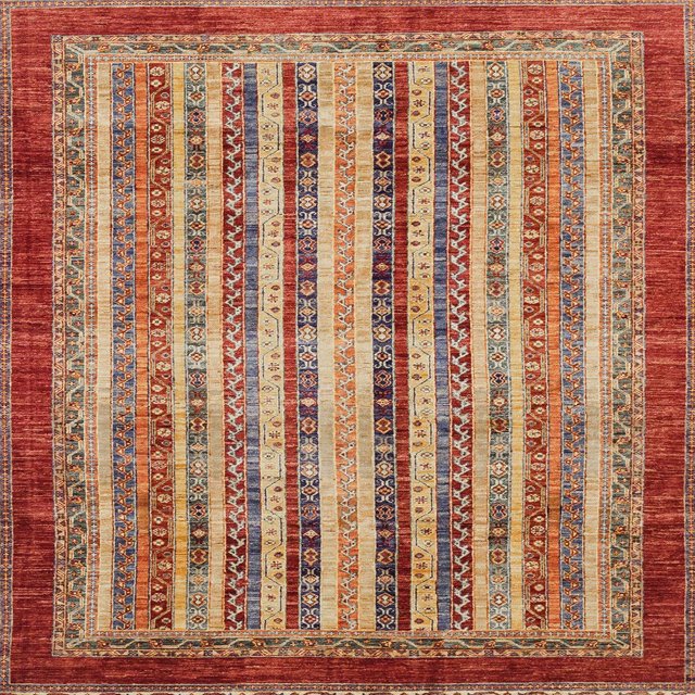 Ahgly Company Tapis d'Intérieur Carrés Abstraits Rouges Abstraits pour Aire, 3 Pieds Carré