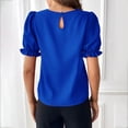 thumbnail image 4 of Besolor Tuniques d'Été pour Femmes à Col Rond, Volants, Manches Courtes, Chemises Décontractées Unies, T-Shirts pour Sorties, 4 of 4
