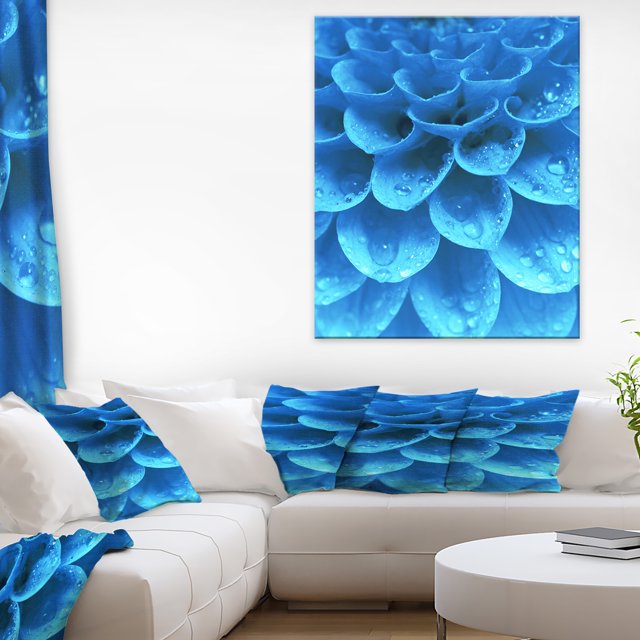 Large Light Blue Flower and Petals - Floral Canvas Art Print