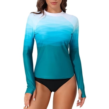 Charmo Haut anti-UV à Manches Longues pour Femmes, Protection Solaire, Chandail de Bain à Séchage Rapide, Chandails Imprimés avec Trous pour les Pouces