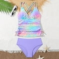 thumbnail image 2 of Nwiuh Girls' UPF 50+ Swim Bikini Bottom and Racerback Tankini Set (Beige, 10-11 Years), 2 of 5