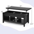 thumbnail image 4 of Giantex Lift Top Coffee Table with Hidden Storage Compartment and 3 Open Shelves, Solid Wood Legs, Modern Style, Black, 4 of 8