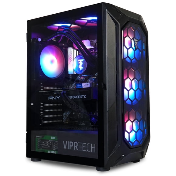 ViprTech Ghost 3.0 Liquid-Cooled PC, AMD Ryzen 7 (4.4GHz), RTX 4060 8GB, 16G DDR4, 1TB SSD, Onyx Black