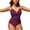 Purple, variant on Miqool Women's One Piece Swimsuit Criss Cross V Neck Ruched High Cut Cheeky Tummy Control Bathing Suits Vintage Retro Slimming Swimwear