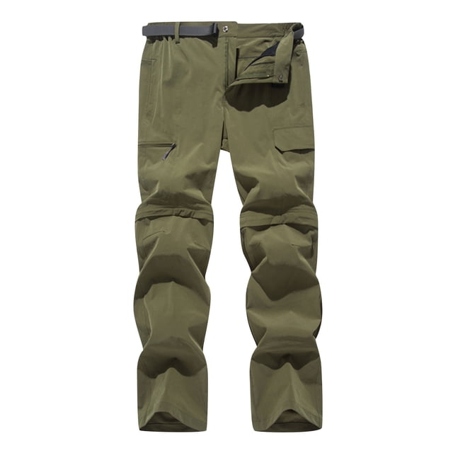 HKEJIAOI Cargo Pants for Men Men Solid Casual Button Zipper Belt Quick-drying Detachable In Two Trouser