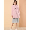 thumbnail image 3 of INSPIRE CHIC Manteau Long d'Hiver pour Femme à Col Peter Pan, Boutonnage Simple, Rose G, 3 of 6