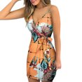 thumbnail image 1 of Kcodviy Robe Cocktail à Paillettes Printemps et Été 2025 Grande Taille Nouvelle Col en V Multi Robes Plus Imprimée Dentelle Enveloppée à Manches Courtes Robe Maxi Robe Grande Taille Femme, 1 of 4