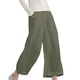 thumbnail image 1 of RKSTN Womens Pants Multiple Solid Color Cotton Linen Loose Casual Wide Leg Capris Loose Comfortable Pants, 1 of 5