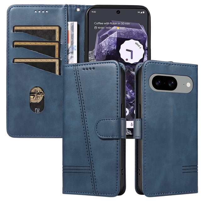 Phone Case for Google Pixel 8 5G Magnetic PU Leather Card Slots Durable Wallet Cover