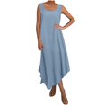 thumbnail image 1 of Yuyuzo Robe en Coton et Lin Grande Taille pour Femmes Sans Manches Robe Midi Décontractée Encolure Carrée Ourlet Irrégulier Robe d'Été, 1 of 4