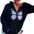thumbnail image 3 of Sweat à Capuche Papillon pour Femmes, Pull à Fermeture Éclair, Veste à Cordon, 3 of 6