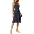 thumbnail image 4 of INSPIRE CHIC Robe Midi à Fleurs pour Femme Été Décontractée Invitée de Mariage Sans Manches m Bleu Foncé, 4 of 7