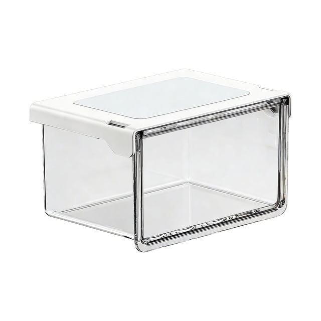 Birdeem Clear Stackable Drawer Organizer Bins, Plastic Bathroom Storage for Under Sink, Vanity & Cabinet, Transparent Makeup Cosmetic Container with White Frame, Slide-Out Design for Small Items