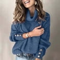 thumbnail image 2 of TIMIFIS Turtleneck Sweater Women Oversized Sweaters Fall Long Sleeve Spilt Hem Tunic Pullover Sweater Knit Tops Ribbed Knit Pullover Sweater Jumper Tops OuterwearFall/Winter, 2 of 5