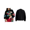 thumbnail image 2 of FOCUSNORM Women's Christmas Loose Pullover Sparkly Rhinestone Letter Print Long Sleeve Crew Neck Sweatshirt, 2 of 7