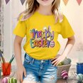 thumbnail image 2 of PMVFHDE T-Shirt Graphique à Manches Courtes Imprimé Lapin de Pâques pour Enfants, Col Rond, Décontracté, Printemps Été, Jaune, 8-9 Ans, 2 of 4