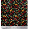 thumbnail image 1 of Soimoi Black Poly Georgette Fabric Leaves,Insect & Floral Artistic Print Fabric by Yard 52 Inch Wide, 1 of 3