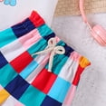 thumbnail image 4 of XDZJLR Baby Gilrs Outfits New Spring/Summer Two Piece For Small & Medium Sized : Cartoon Crayon Printed Top And Checkered Shorts Clothing Set 4-5 Years, 4 of 7