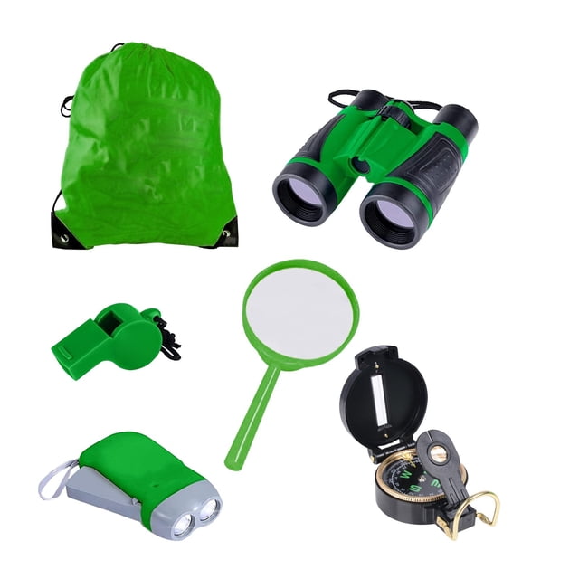 Outdoor Explorer Kit For Kids With Binoculars And Backpack, 6 Piece Adventure Set For Camping Hiking, Nature Learning Toys For Summer Activities