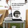 thumbnail image 4 of Outsunny 19"Wicker Coffee Table, End Table w/ Glass Top, Storage, Dark Grey, 4 of 10